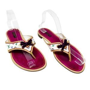 Louis Vuitton Murakami Multicolor Monogram Bow Sandals Pink Insole 38.5